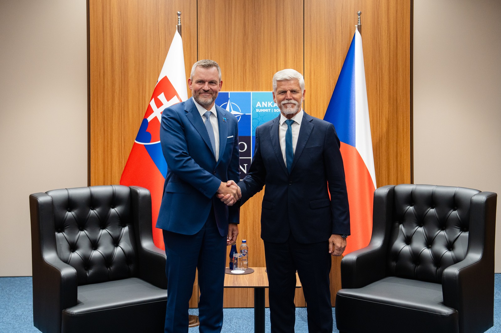 Bilaterální jednání se slovenským prezidentem Pellegrinim, 8. 7. 2026 (foto: Tomáš Fongus / KPR)